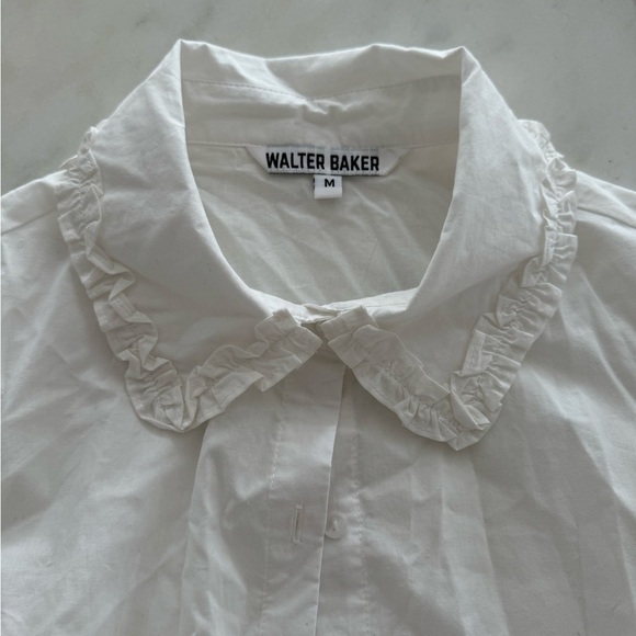 Walter Baker- White Longsleeve Buttondown Ruffle Collar Shirt - Picture 4 of 5